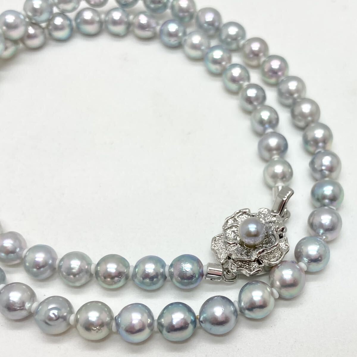 「アコヤ本真珠ネックレスおまとめ」a約51g 約6-6.5mmパール pearl necklace accessory jewelry silver DA0の画像4