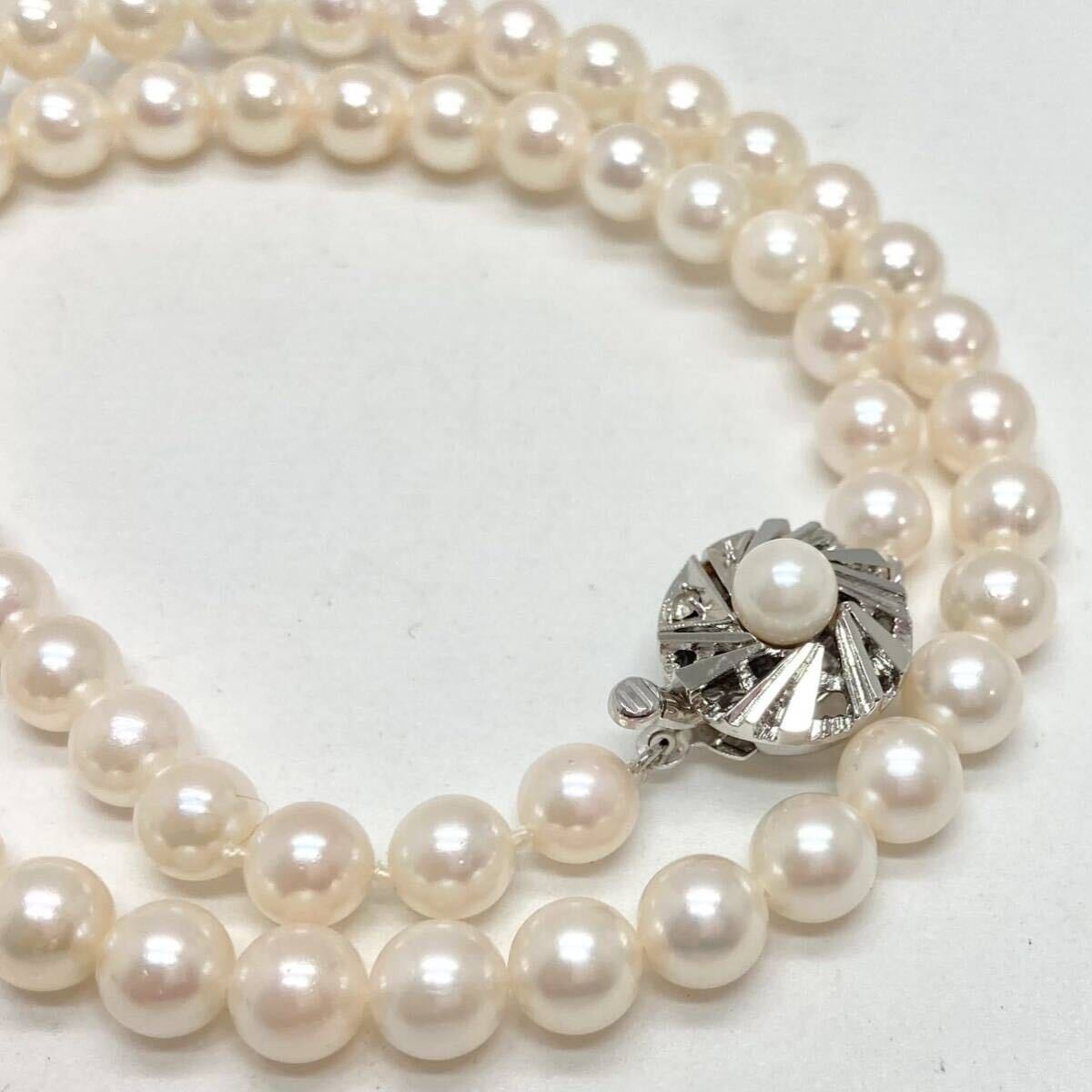 「アコヤ本真珠ネックレスおまとめ」a約91g 約6.5-7.5mmパール pearl necklace accessory jewelry silver DA0の画像5