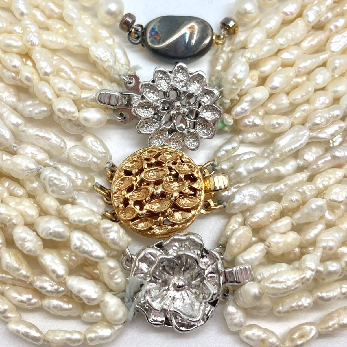 「淡水パールネックレスおまとめ」a 約281g 真珠 ケシ バロック ベビー pearl Pearl necklace jewelry silver DA0の画像8