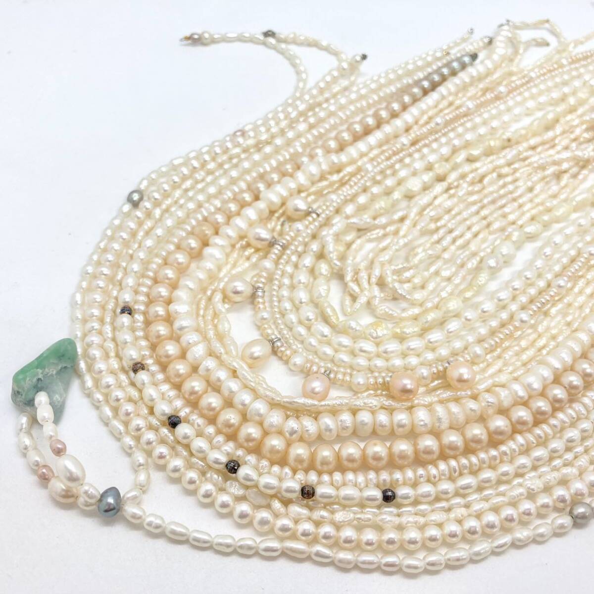 「淡水パールアクセサリーパーツおまとめ」a 重量約182g 淡水真珠 ケシ バロック ベビー pearl Pearl necklace accessory ルース CE0の画像1