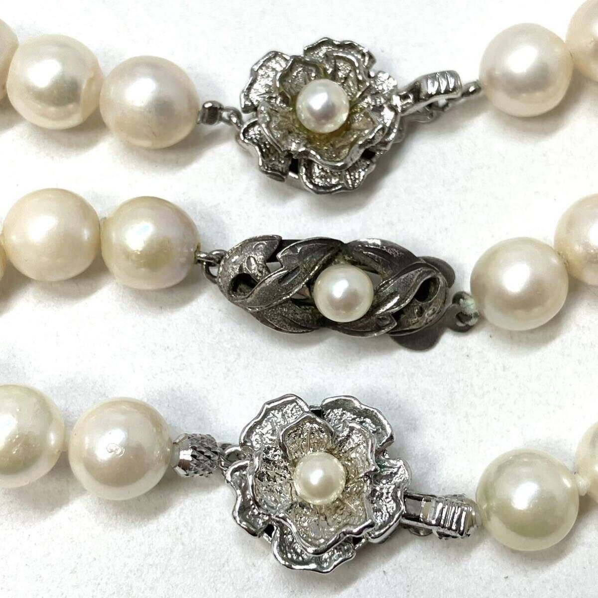 ［アコヤ本真珠ネックレス3点おまとめ］a ◎重量約121g 約8.0~8.5mm珠 真珠 パール pearl pink necklace accessory jewelry silver DA0の画像4