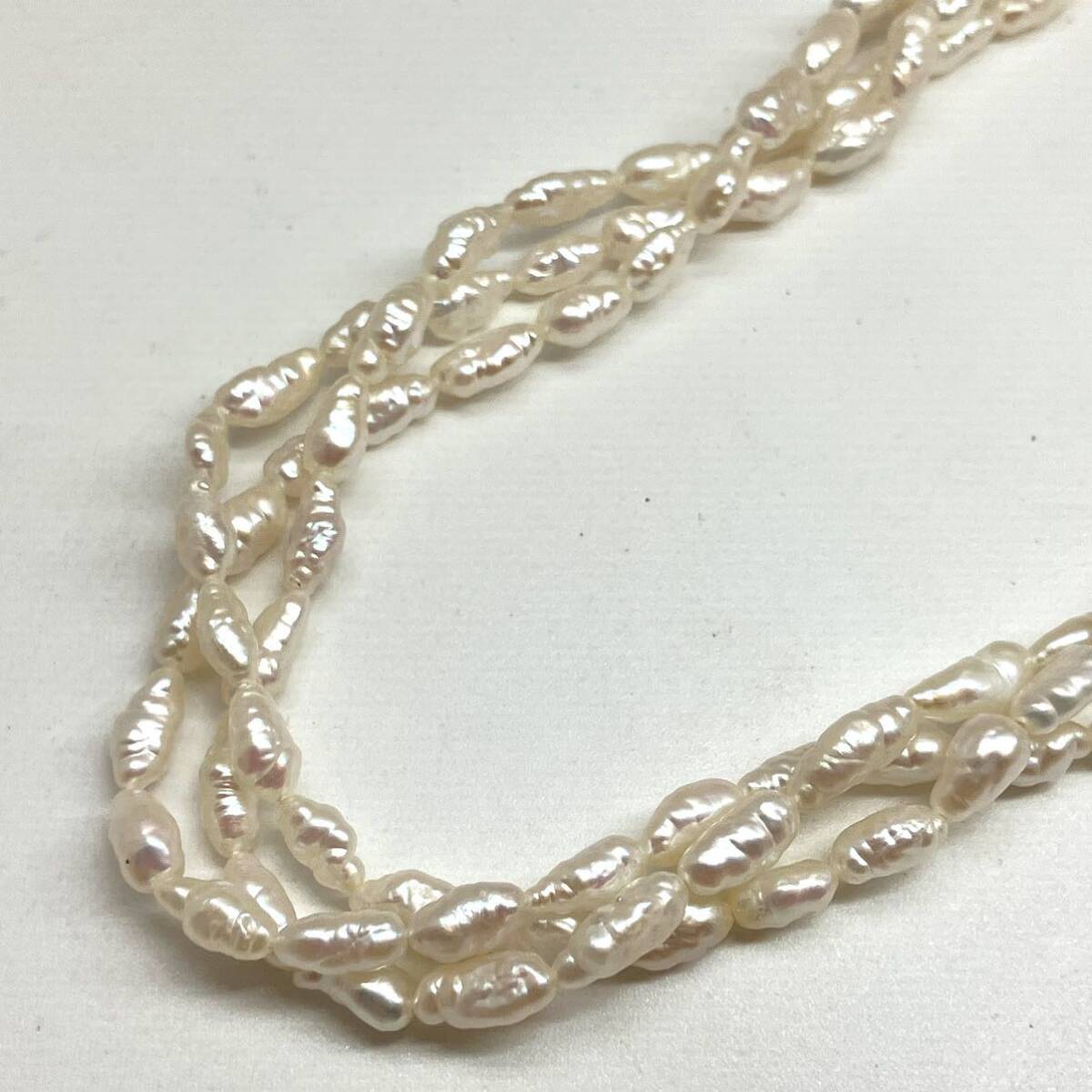 ［淡水パールネックレス5点おまとめ］a 重量約179.0g 真珠 オーバル ポテト バロック ケシ necklace accessory jewelry silver DA0の画像3