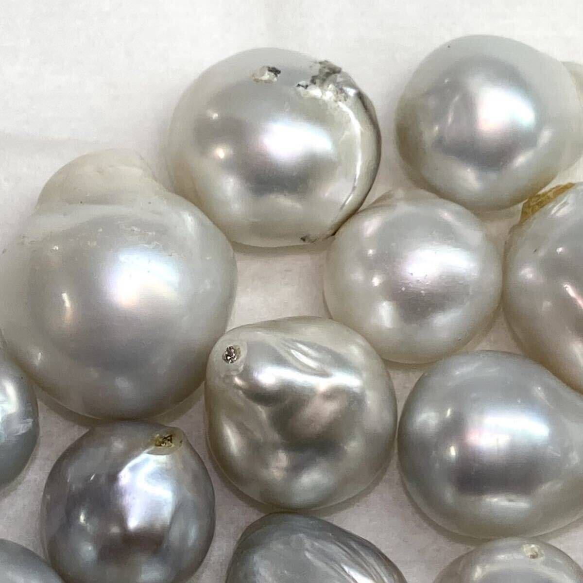 「南洋白蝶18点おまとめ］m◎ 重量約50g/250ct 約10.0-16.0mm珠 pearl パール 本真珠 バロック ジュエリー jewelry 裸石 宝石 pearlの画像3