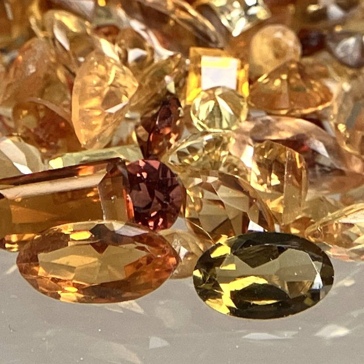 ［オレンジ系石おまとめ100ct］m 重量約20g ルース 裸石 宝石 ジュエリー jewelry Heart ハート シトリン citrine イエロー yellow orange 