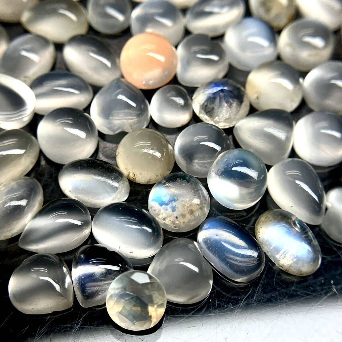 大量!!［天然ムーンストーンおまとめ30ct］m ルース 裸石 宝石 ジュエリー jewelry moon stone シラー効果 パワーストーン カボション _画像1