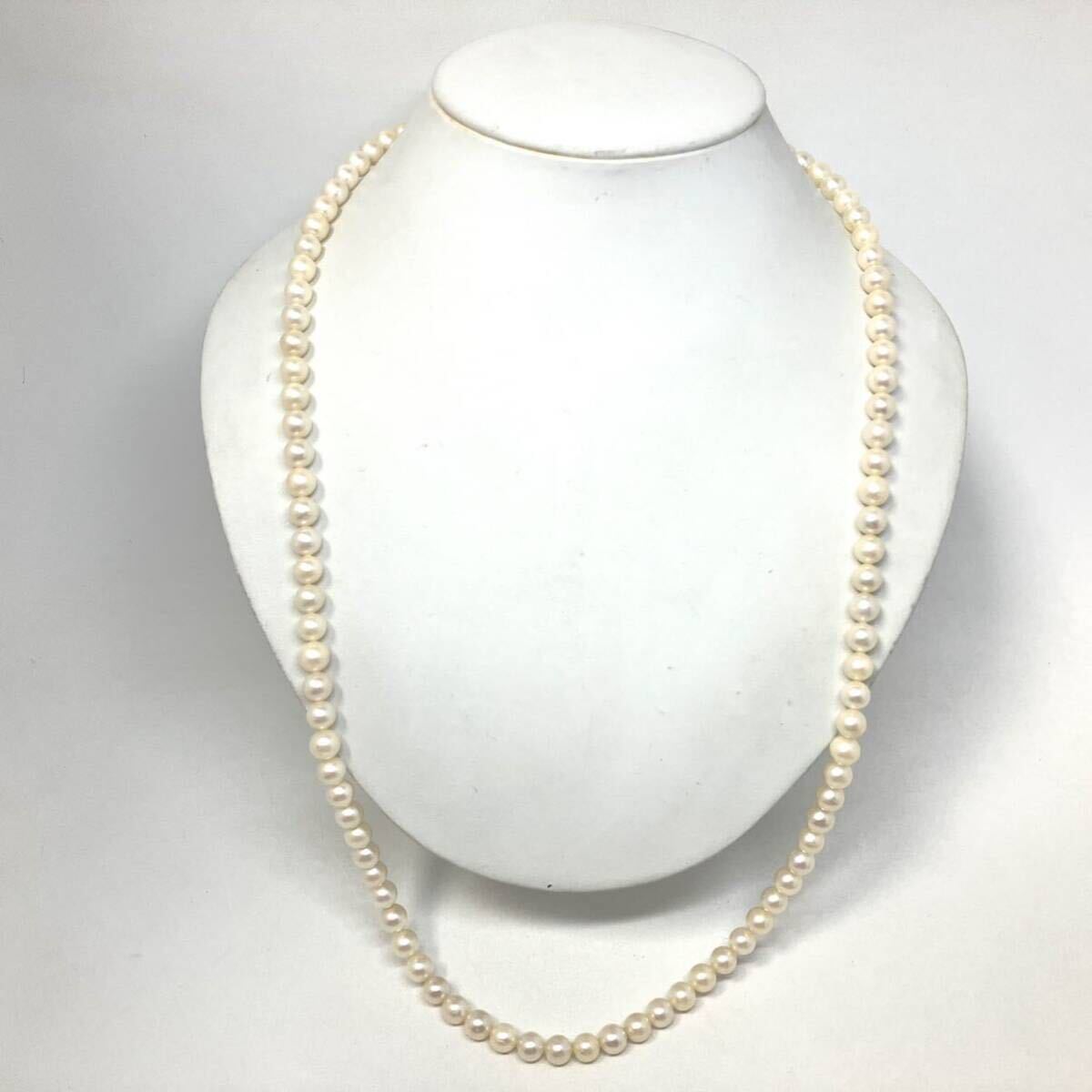 ［アコヤ本真珠ロングネックレス］m 重量約53.2g 約7.0-7.5mm珠 約71.5cm pearl necklace ジュエリー jewelry long DF0/DF0_画像4