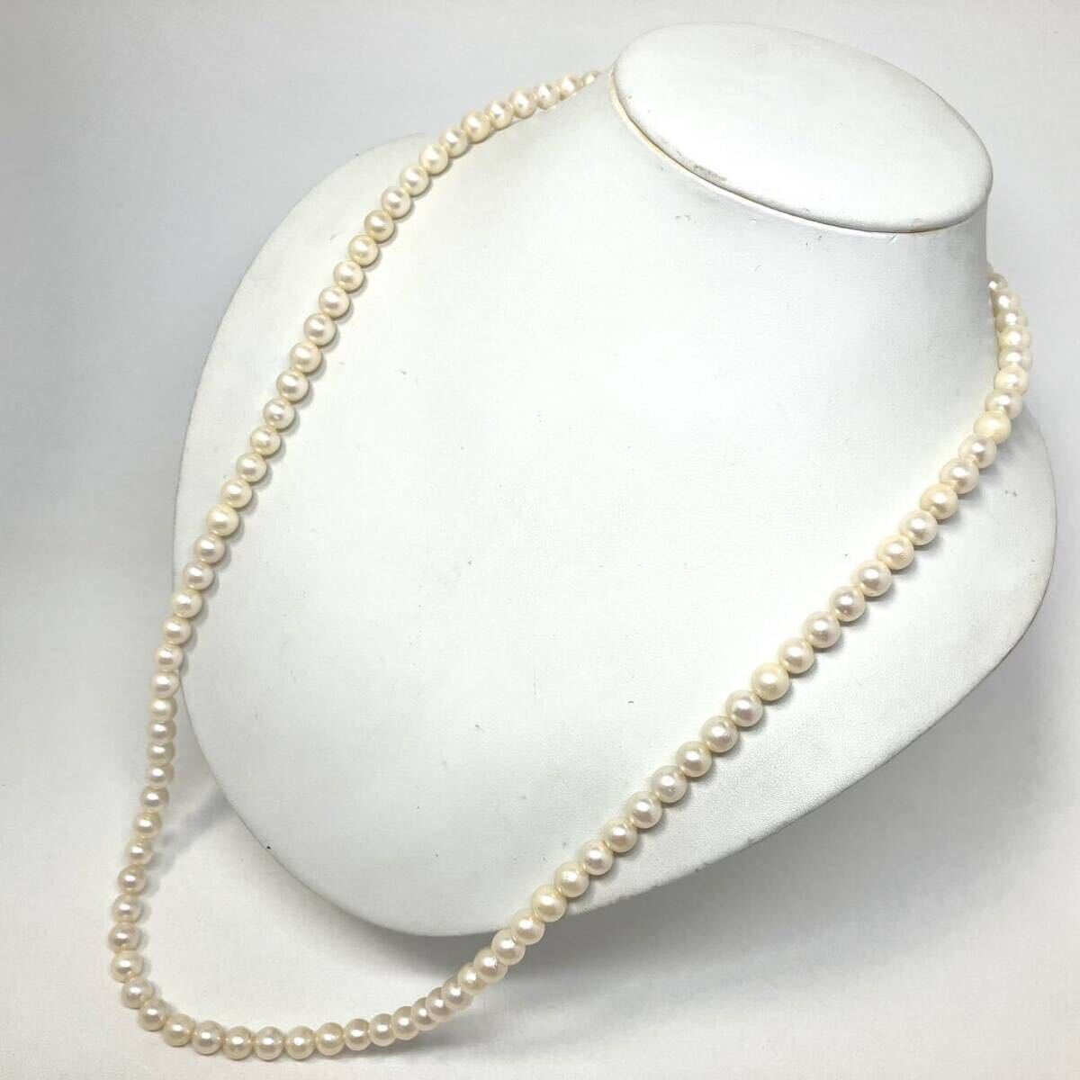 ［アコヤ本真珠ロングネックレス］m 重量約53.2g 約7.0-7.5mm珠 約71.5cm pearl necklace ジュエリー jewelry long DF0/DF0の画像3