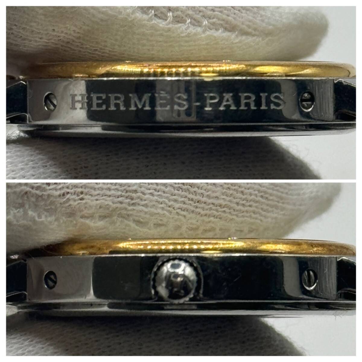 HERMES エルメス クリッパー CL6.720 アイボリー文字盤 腕時計 メンズ 不動品の画像8