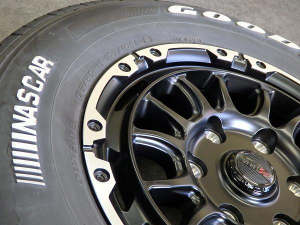 【200系ハイエースに】グッドイヤー #1 NASCAR【195/80R15 107/105 LT】VENES M7BR【15インチ 6J +33 139.7 6H】ホワイトレター 夏_画像5