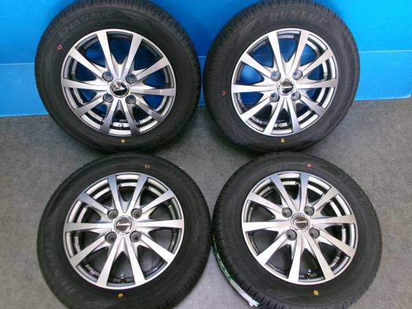 【軽カーに】ダンロップ ENASEVE EC204【155/65R13 73S】中古アルミ【13インチ 4J+45】モコ ルークス アルト ワゴンR ライフ ムーヴ等の画像1