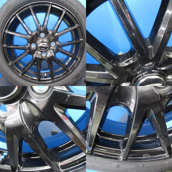 N-BOX タント 4本 ブラック 15インチ 4H 4穴 PCD 100 新品 165/55R15 夏タイヤ 夏用 中古 アルミホイールセット ソリオ などに！_画像3