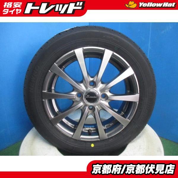 4本 新品 タイヤ 2024年製 ブリヂストン NEWNO 155/65R14 アルミホイール 14インチ 4.5J +43 100 4H 軽自動車 ワゴンR N-BOX タント_画像1