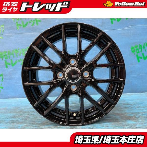 サクラ デリカミニ ウェイク 14インチ アルミホイール 4本セット【送料無料】TREAD VENES FS01 GBK 4.5J +45 4H PCD100グロスブラック_画像1