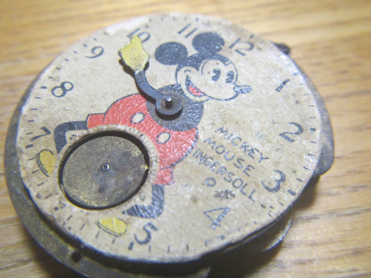 激レアー1930年代 Ingersoll Mickey Mouse Pocket Watch インガソル ミッキーマウスポケットウォッチ 機械式のみ、ジャンク 研究用の画像1