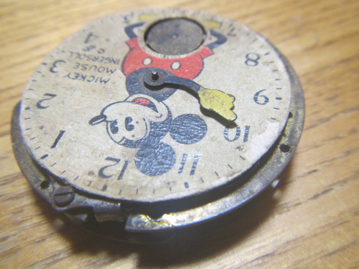 激レアー1930年代 Ingersoll Mickey Mouse Pocket Watch インガソル ミッキーマウスポケットウォッチ 機械式のみ、ジャンク 研究用の画像3