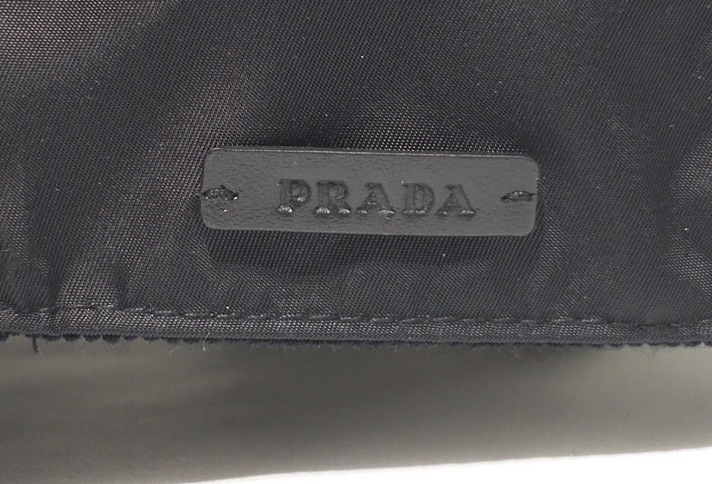 超美品 プラダ レザーパッチ付 ナイロン キャップ 帽子 ブラック M 男女兼用 2HC274 PRADA_画像6