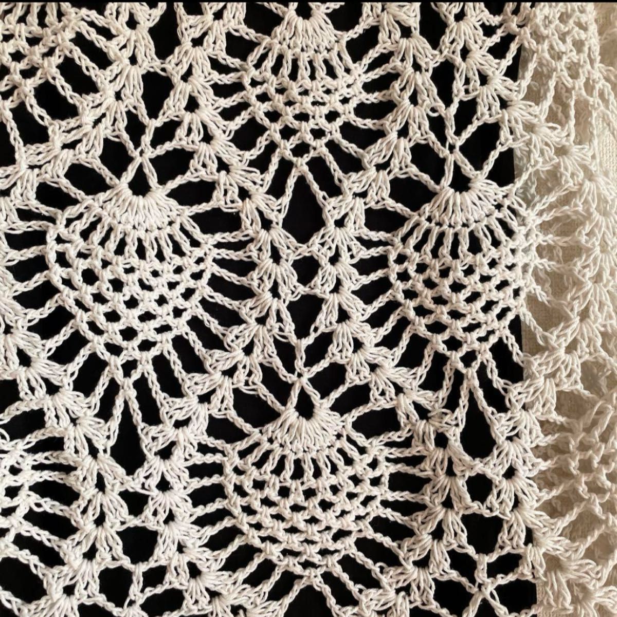 一点物  手編み プルオーバー  可愛い コットン糸 ホワイト