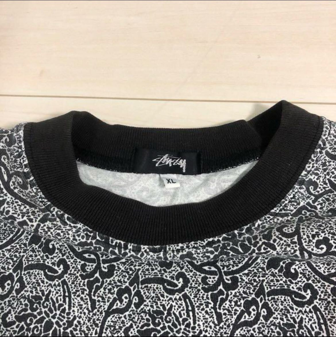 80s old stussy 総柄Tシャツ XL オールドステューシー スタジャン デニム 黒タグの画像2