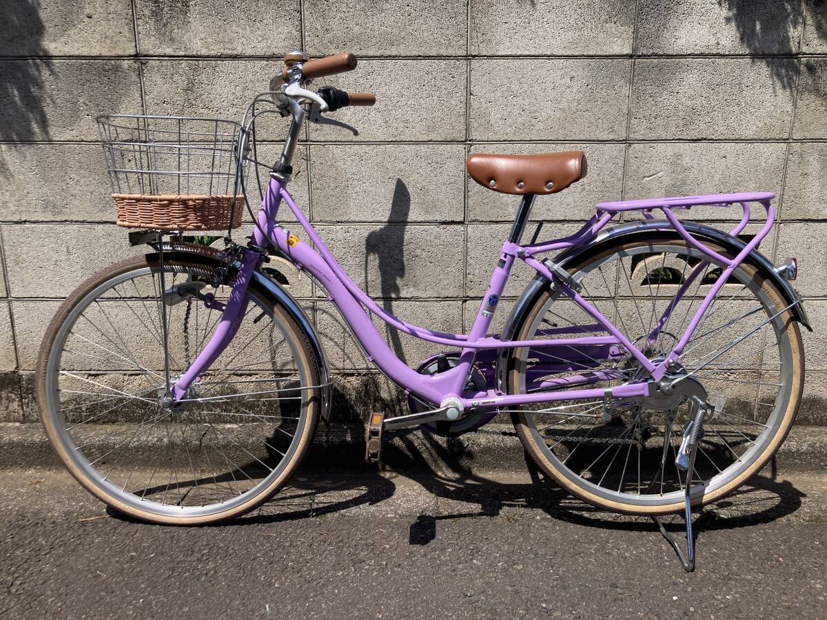 【直接引取限定：東京都府中市】子供用 自転車 24 インチ サイクルベース あさひ ASAHI フェリーク Jr. ジュニア モデル パープル 紫の画像1