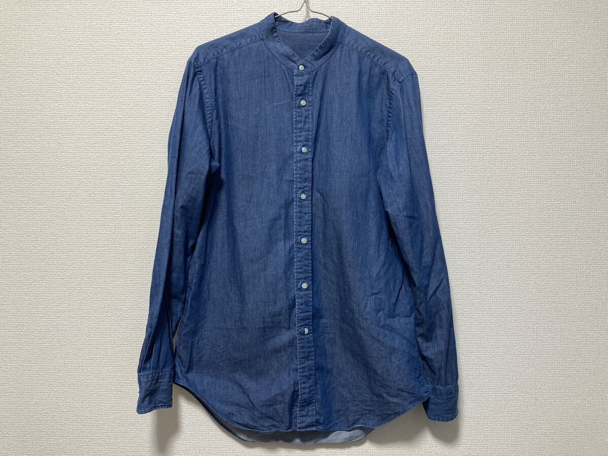 鎌倉シャツ バンドカラーインディゴダンガリーシャツ L 美品の画像1