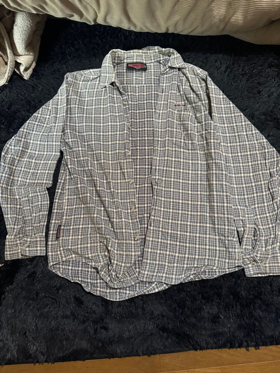90's～00's VANS ボックス型 チェック コーデュロイシャツ　L