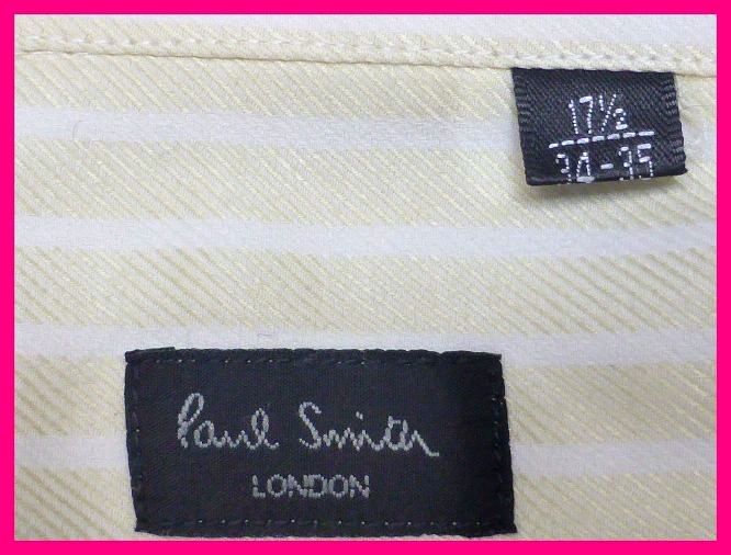 送料無料★Paul Smith London・長袖シャツ　実寸LLくらい　イエロー/ホワイト細ストライプ　肌触り快適上質な綿素材　ポールスミスロンドン_画像9