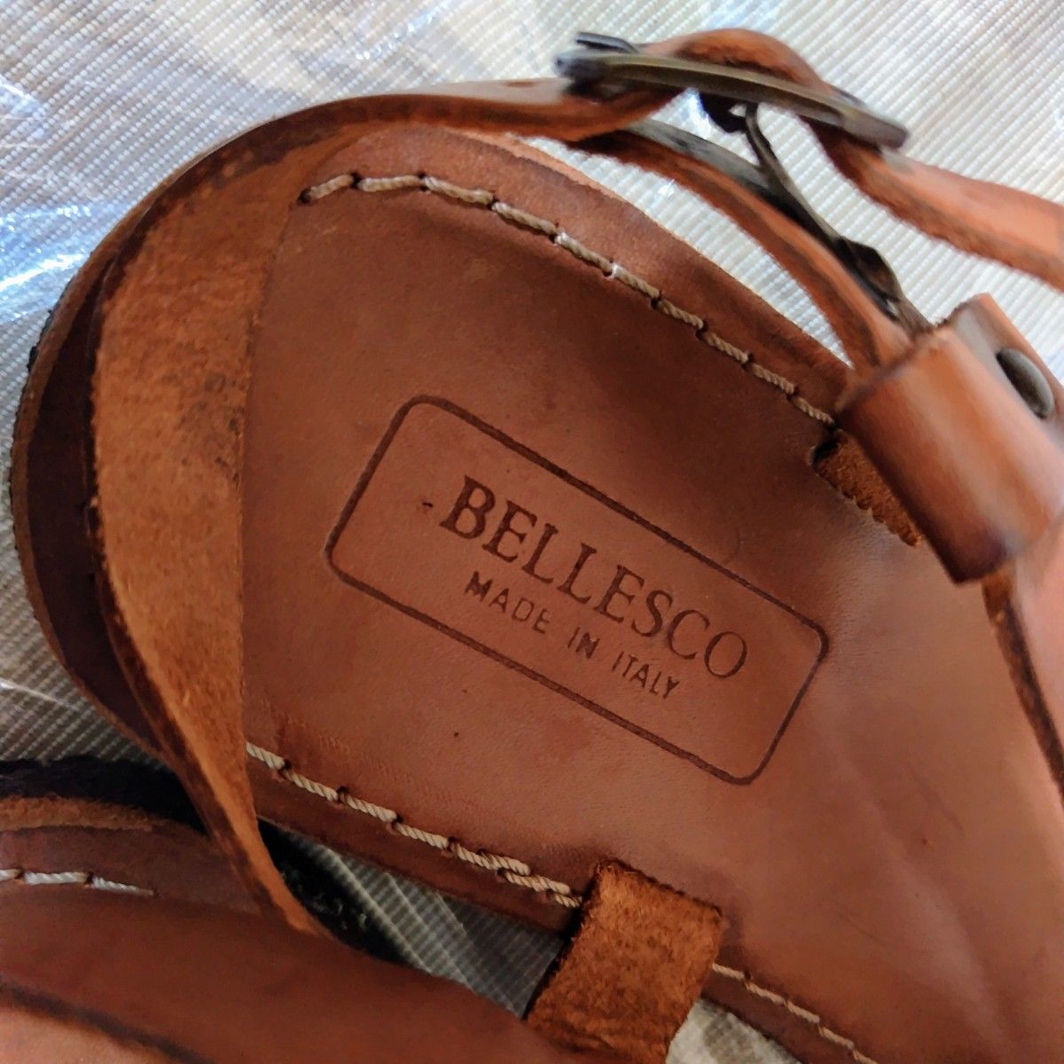 ◆着用１度◆レア【bellesco／ベレスコ】ハンドメイドレザーサンダル、サイズ：38／24 cm、レザー、革、皮、ゴム