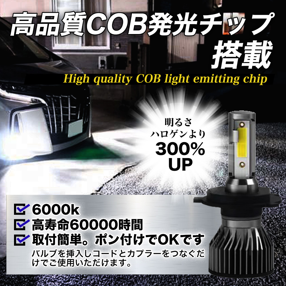 フィット ホンダ FIT H4 CSP LED ヘッドライト 6500K Hi/Low バルブ 車検 爆光 ホワイト 024_画像3
