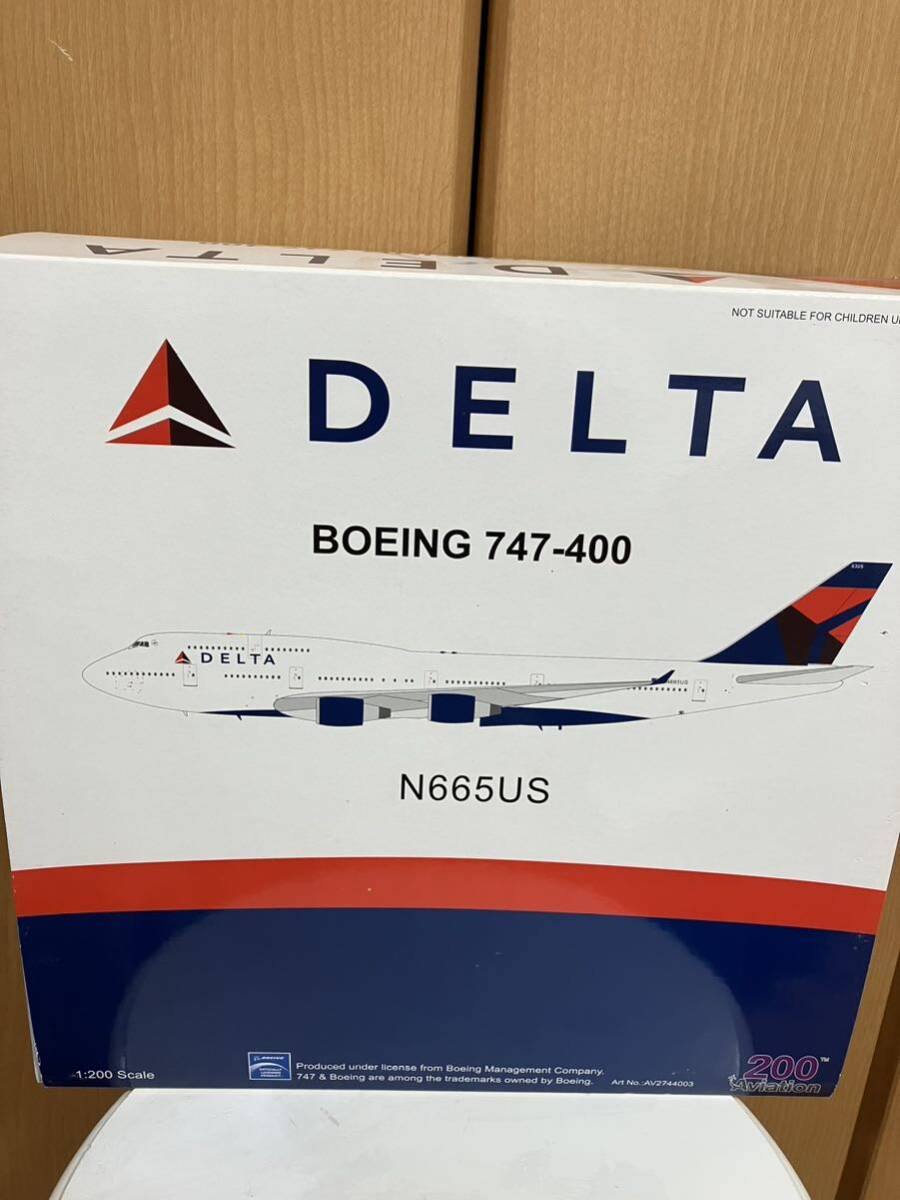 1/200 Aviation200 B747-400 デルタ航空 DELTA ダイキャスト 模型の画像1