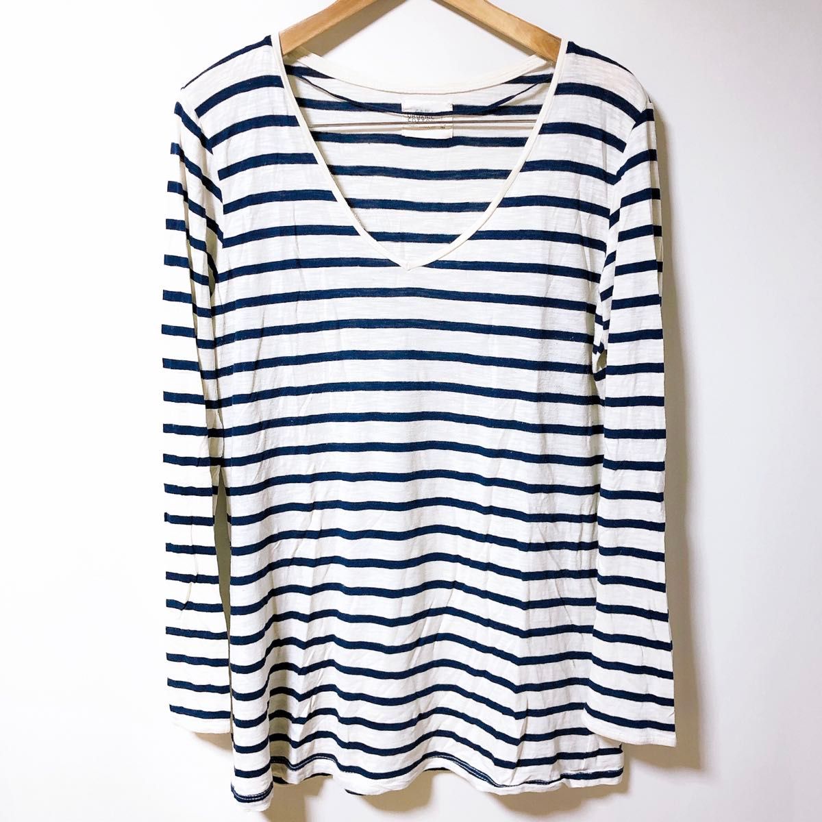 ZARA ザラORGANIC COTTON 長袖 ロンT 青 ボーダー