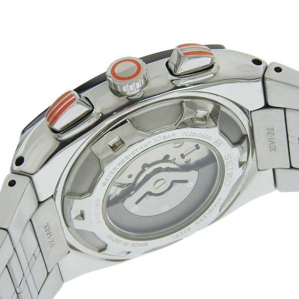1円 訳あり セイコー SEIKO 7L22-0AD0 キネティック スポーチュラ 黒文字盤 SS×SS メンズ 腕時計の画像4