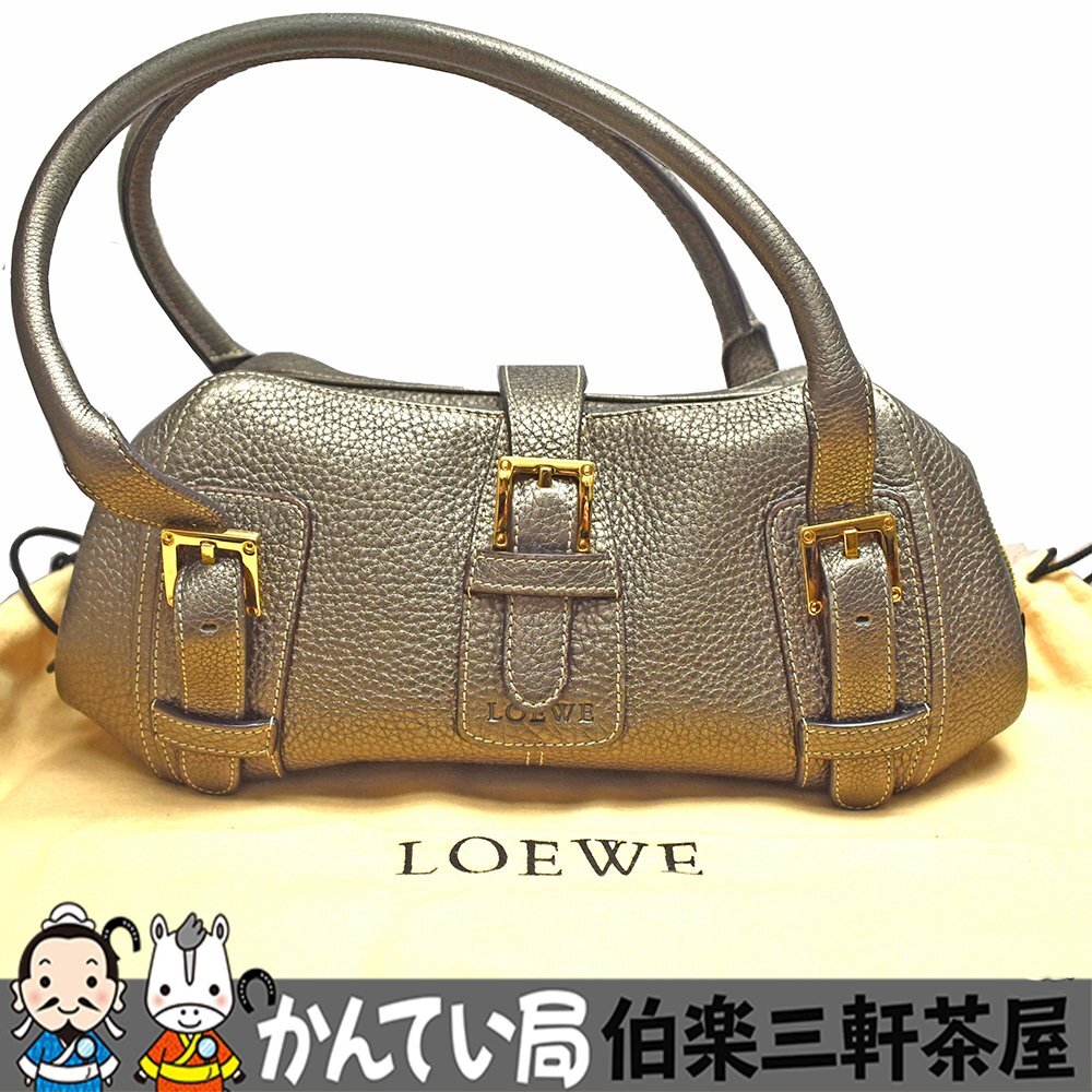 LOEWE【ロエベ】センダ メタルグレー ミニボストン トート/ハンドバッグ レディース【中古】の画像1