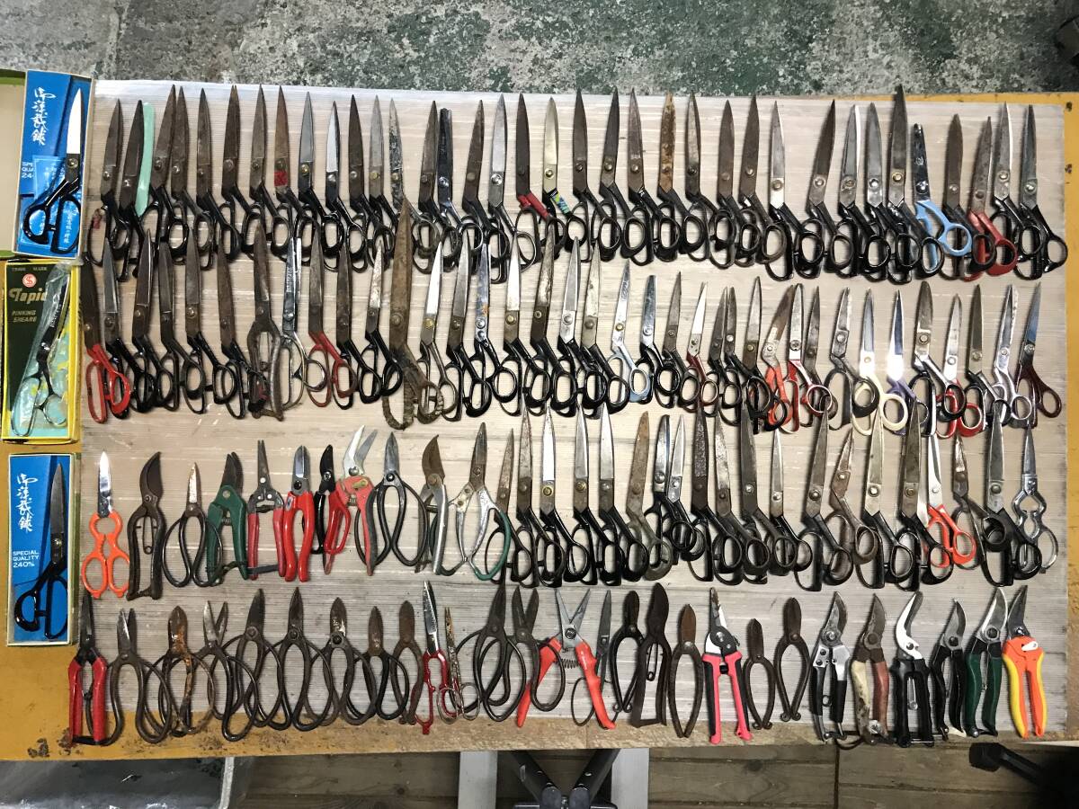 G152* large amount summarize scissors 134ps.@ summarize tongs .. road flower . bonsai . dressmaking . sewing scissors kitchen scissors used [ not yet verification ] including in a package un- possible 240411