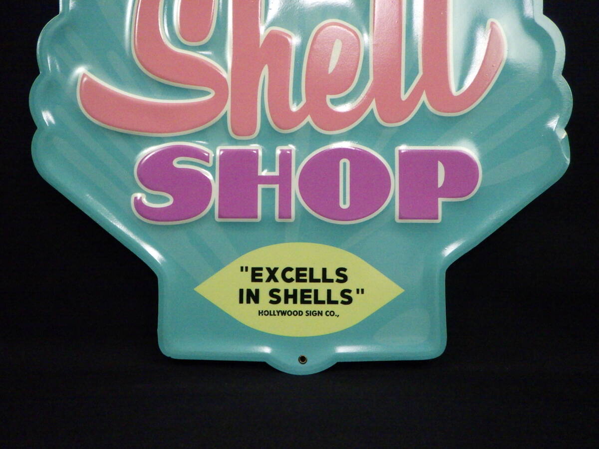 李9621 訳有 中古 金属製 看板 the Shell SHOP シェルの画像2