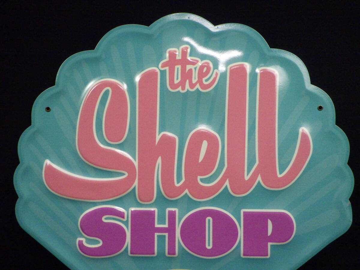 李9621 訳有 中古 金属製 看板 the Shell SHOP シェルの画像4