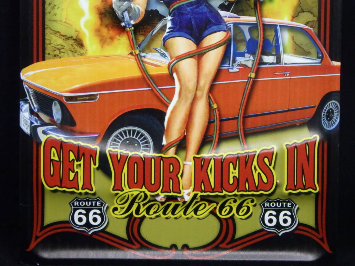 李9633 中古 金属製 看板 GET YOUR KICKS IN Route66_画像2