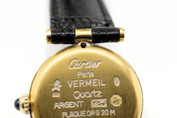 456 must de Cartier VERMEIL ARGENT 925 QZ 590004 Cartier Must Vendome verumeiyu black face quartz wristwatch 