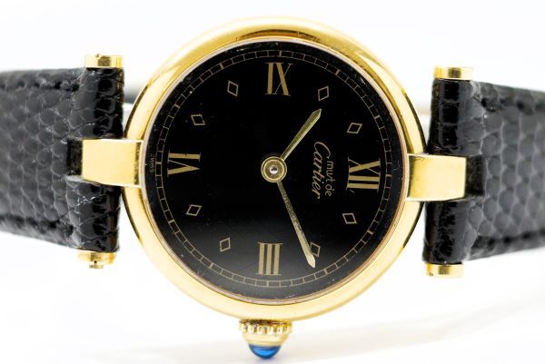 456 must de Cartier VERMEIL ARGENT 925 QZ 590004 カルティエ マストヴァンドーム ヴェルメイユ ブラック文字盤 クォーツ 腕時計の画像3