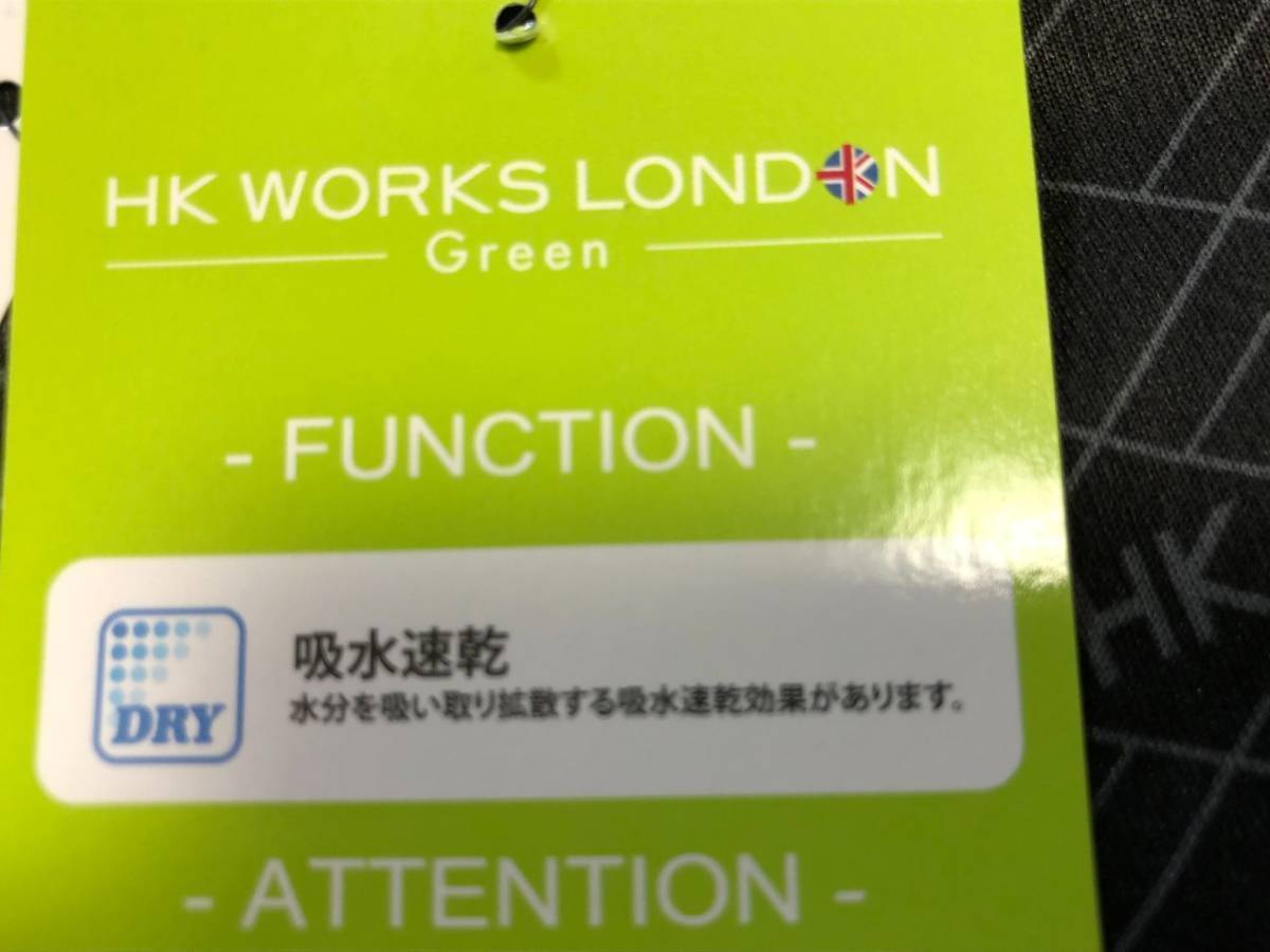HK WORKS LONDON Green(コシノヒロコゴルフ)春夏 新品 吸水速乾 ダイヤ柄モックネック半袖シャツ C5330RR(ブラック)Ｌ_画像4