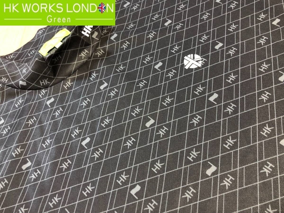 HK WORKS LONDON Green(コシノヒロコゴルフ)春夏 新品 吸水速乾 ダイヤ柄モックネック半袖シャツ C5330RR(ブラック)Ｌ_画像1
