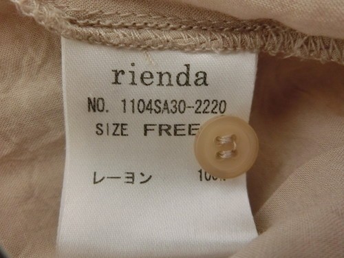 (28413)rienda シャツ ベージュ系 サイズF USED_USED