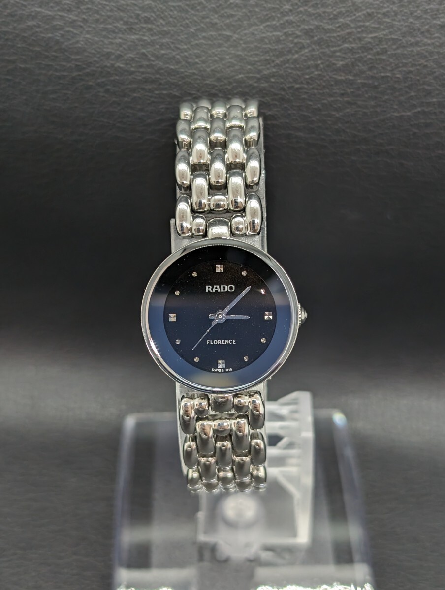1 иен ~ батарейка замена отполирован [RADO FLORENCE 318.3744.4 чёрный циферблат QZ] Rado f Lawrence бренд женский кварц наручные часы часы 