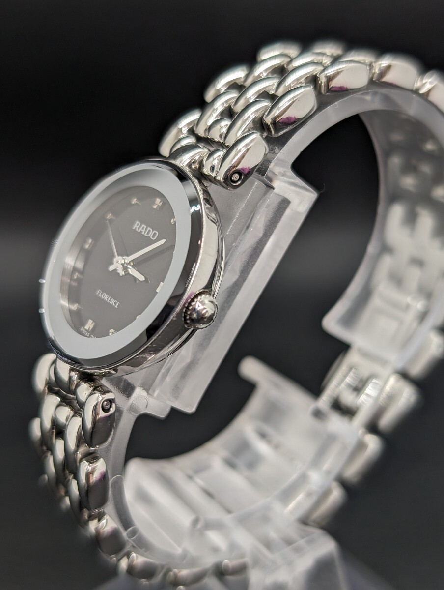 1 иен ~ батарейка замена отполирован [RADO FLORENCE 318.3744.4 чёрный циферблат QZ] Rado f Lawrence бренд женский кварц наручные часы часы 