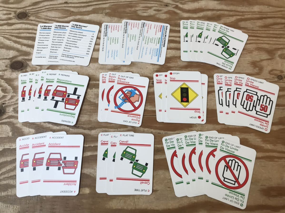 m ネコポスD ミールボーンズ カードゲーム Mille Bornes ケナーパーカー株式会社 ちょっと意地悪なレースゲーム ※外箱に難多め、現状品_画像5