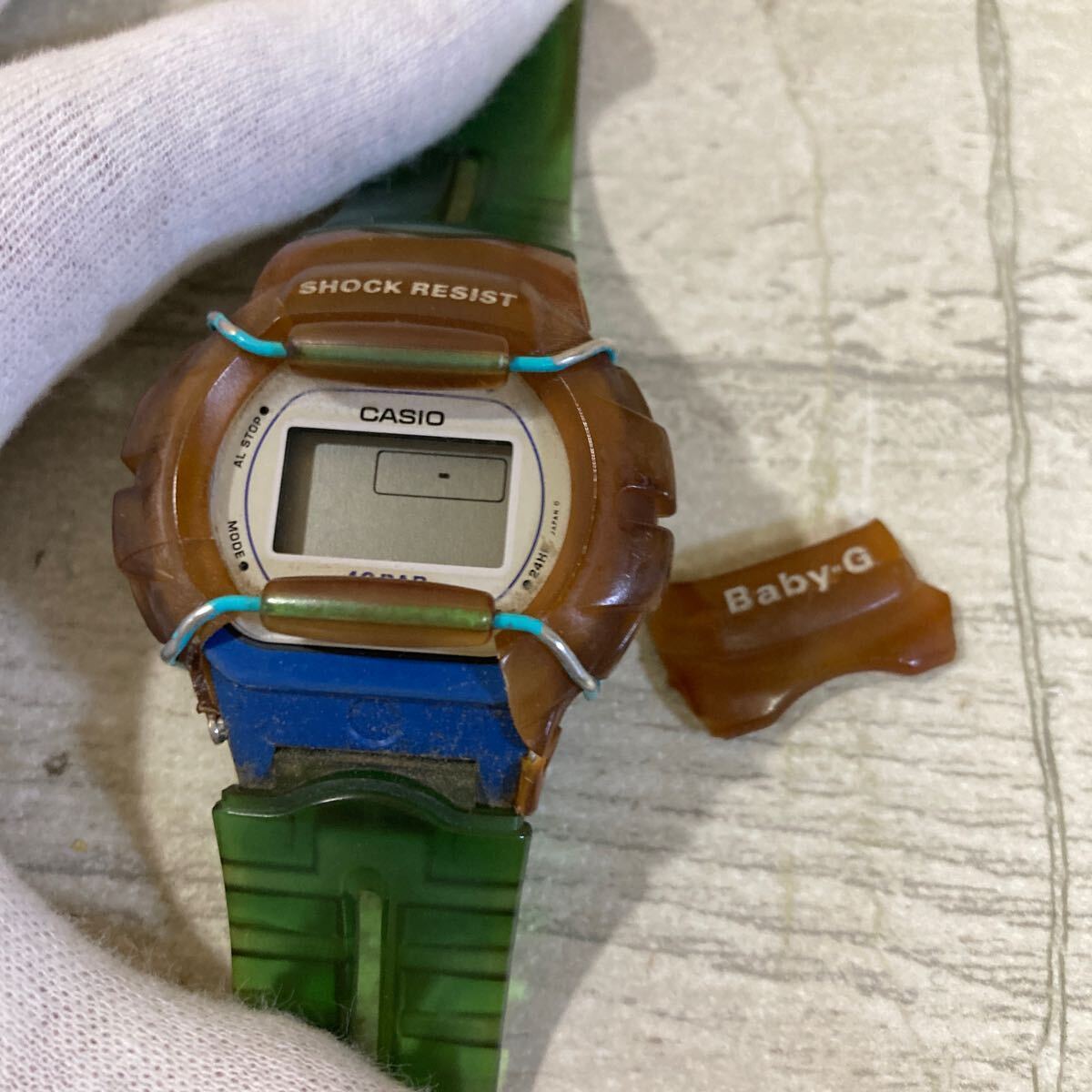電池切れ？ 詳細不明 ベビーG カシオ 腕時計 グリーン Baby-G CASIO BG-100 ブラウン クリックポスト対応のみ 0402-6の画像2