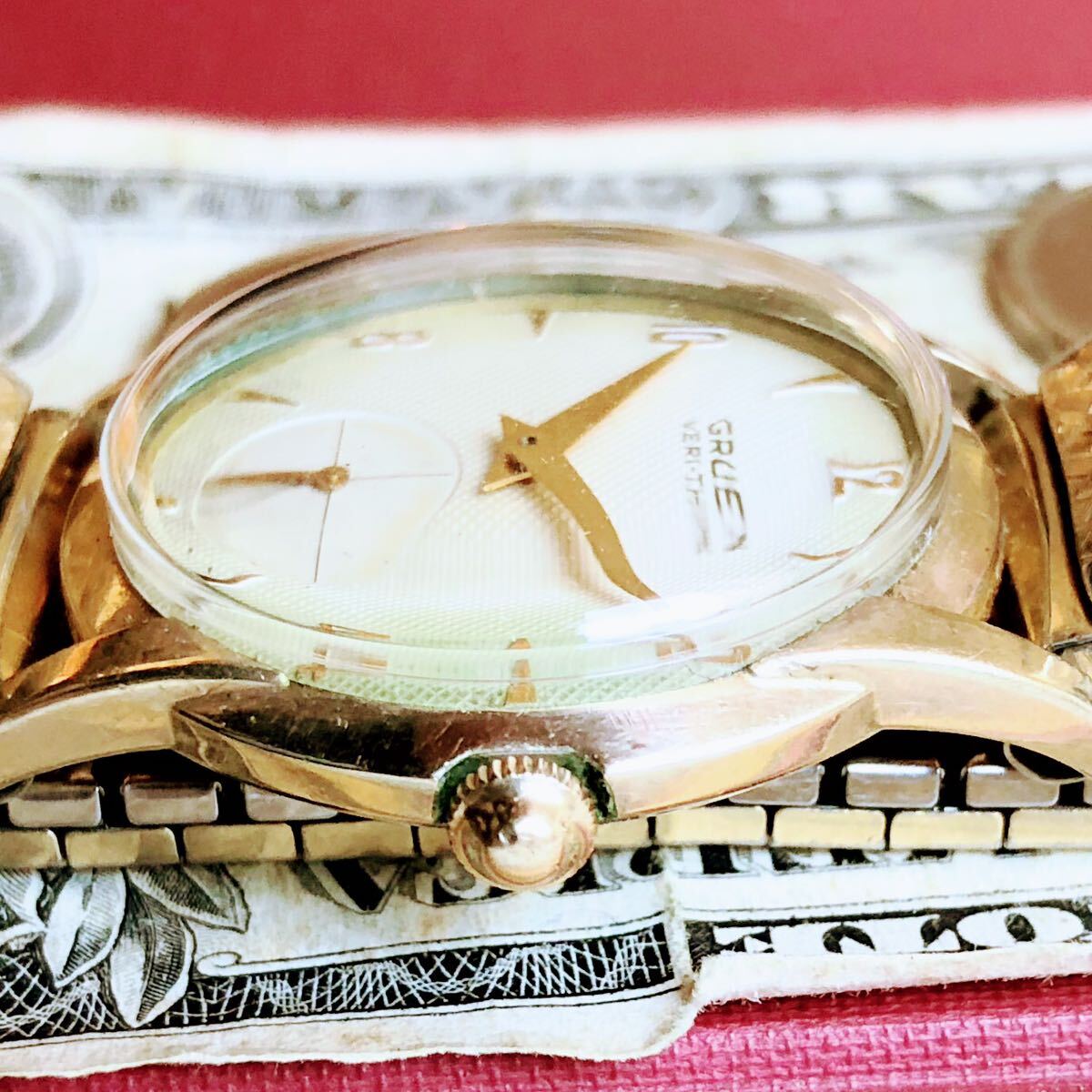 #3006【渋くてお洒落】メンズ 腕時計 グリュエン 動作品 17石 アンティーク ヴィンテージ VERY-THIN 手巻き 機械式 GRUEN 金メッキ GOLD-P_画像8