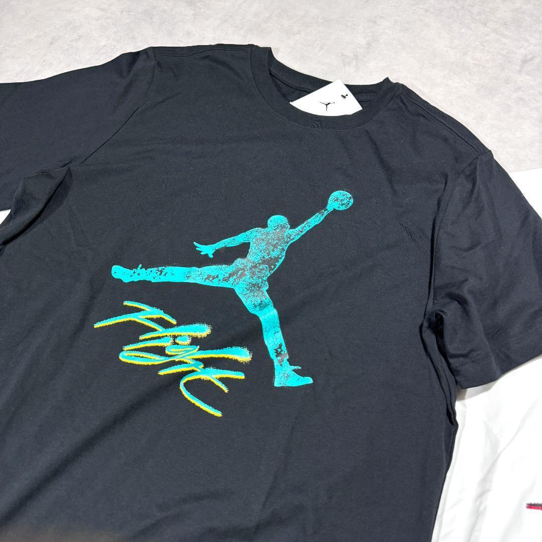 新品 XLsize ナイキ ジョーダン 半袖 Tシャツ 2枚セット 黒 白 NIKE JORDAN JAMPMAN ジャンプマン バスケットボール トレーニング ジム_画像3