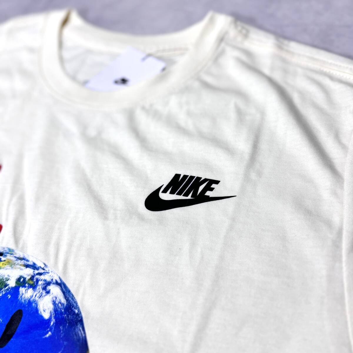 1円〜 新品 Lsize ナイキ 半袖 クルー Tシャツ HAVE A NIKE DAY 人気ロゴ 夏 刺繍 プリント スマイリースウッシュ コットン イエロー 黒_画像3