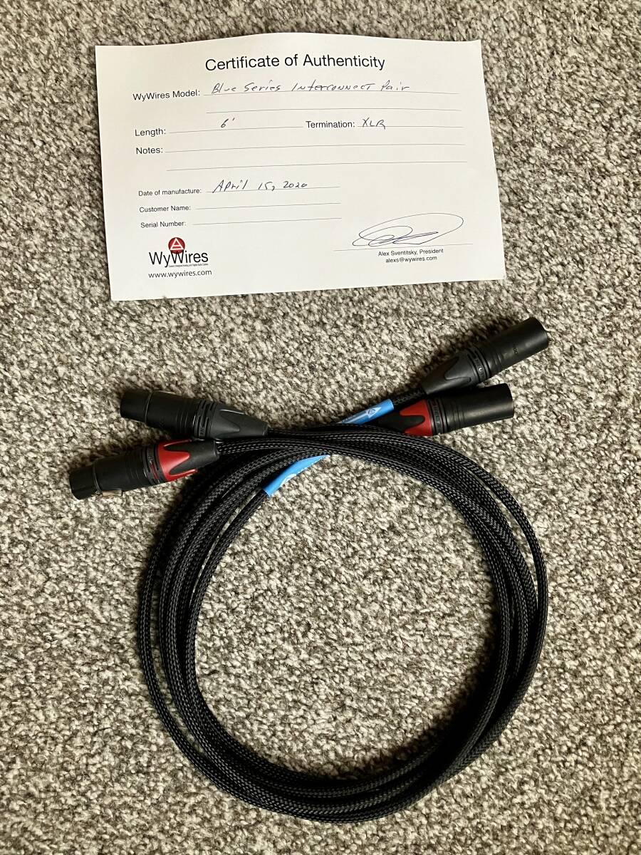 WyWires BLUE SERIES 6ft (1.8m) XLR バランスインターコネクトケーブル・ペア【中古】_画像2