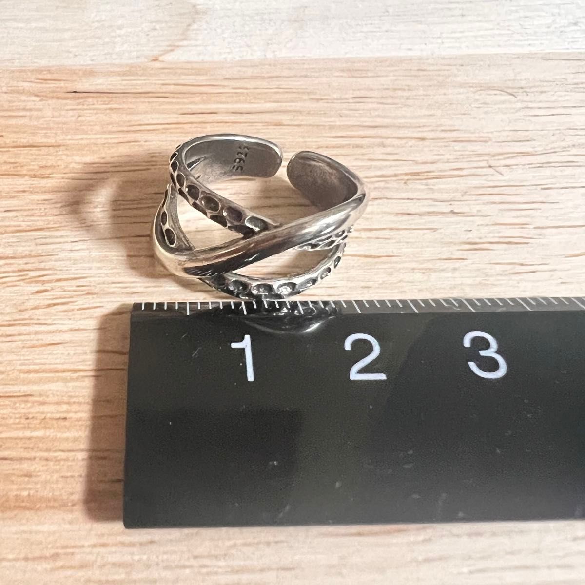 シルバーリング 925 銀 トリプルライン 凸凹 フリーリング 韓国 指輪②